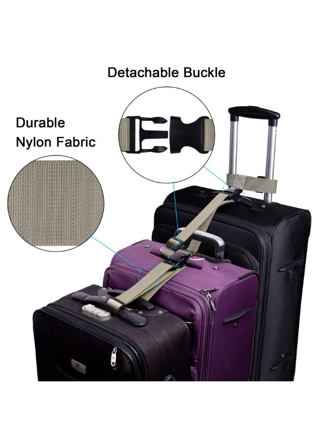 Arabest 2 Pcs Add a Bag Luggage Strap, Heavy Duty Adjustable Suitcase Belt Travel Attachment Travel Accessories for Connecting Your Luggage Together - Khaki (T-Type and Normal) - Image 2